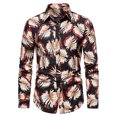 thumbnail image 1 of Camisas de manga larga estampadas delgadas informales de moda para hombres blusa superior Turndown Beach Pompotops oipoqjl25828, 1 of 1