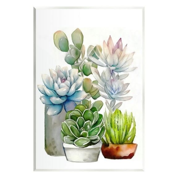 Stupell Industries Mixed Potted Succulent Garden Botanical & Floral Painting Unframed Art Print Wall Art