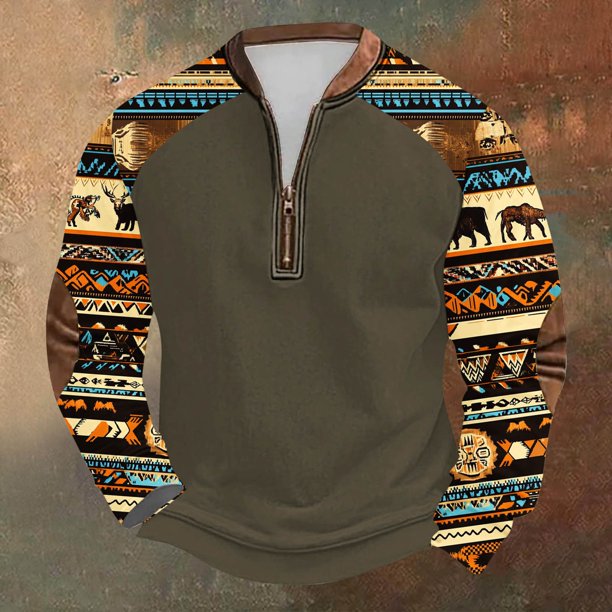 Blusas y camisas de manga larga con cuello redondo para hombre Sudadera con puños en los hombros estampada para hombre Blusa de poliéster de manga larga con cuello redondo para hombre