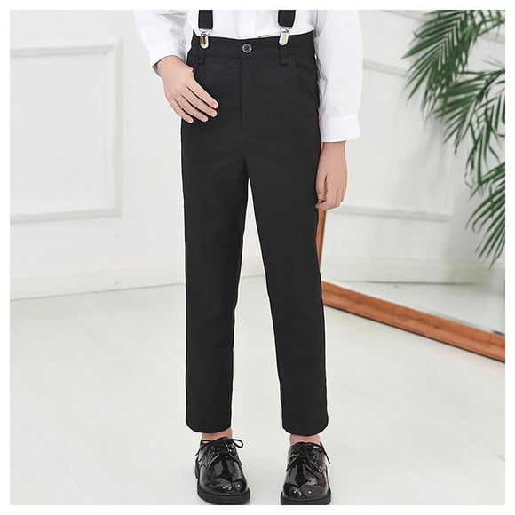 Pantalon Chino Uniforme Scolaire pour Garçons, Pantalon Habillé Extensible pour la Classe Grands Enfants 4-16 Ans