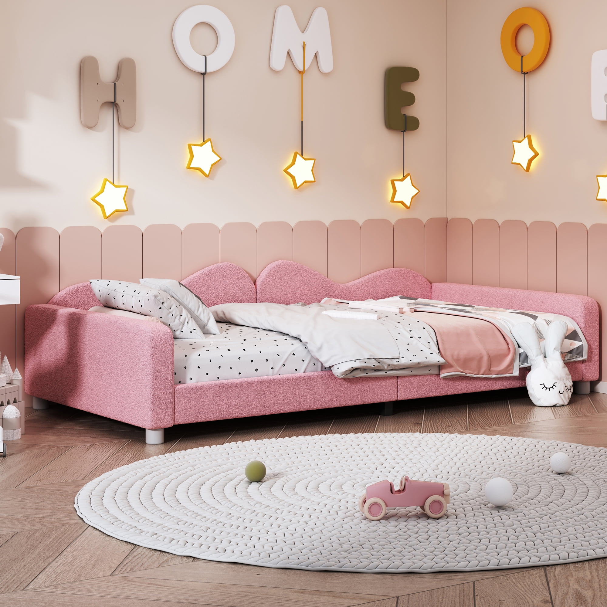 Euroco Upholstered Twin Size Daybed for Bedroom, Pink
