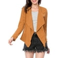 thumbnail image 4 of Unique Bargains Women's Zipper Draped Front Moto Faux Suede Lightweight Fashion Jacket S Brown, 4 of 7