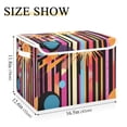 thumbnail image 5 of Yayeee Collapsible Cube Storage Bin with Lid Fabric Closet Decorative Basket with Handles, Futuristic Sun, 5 of 7