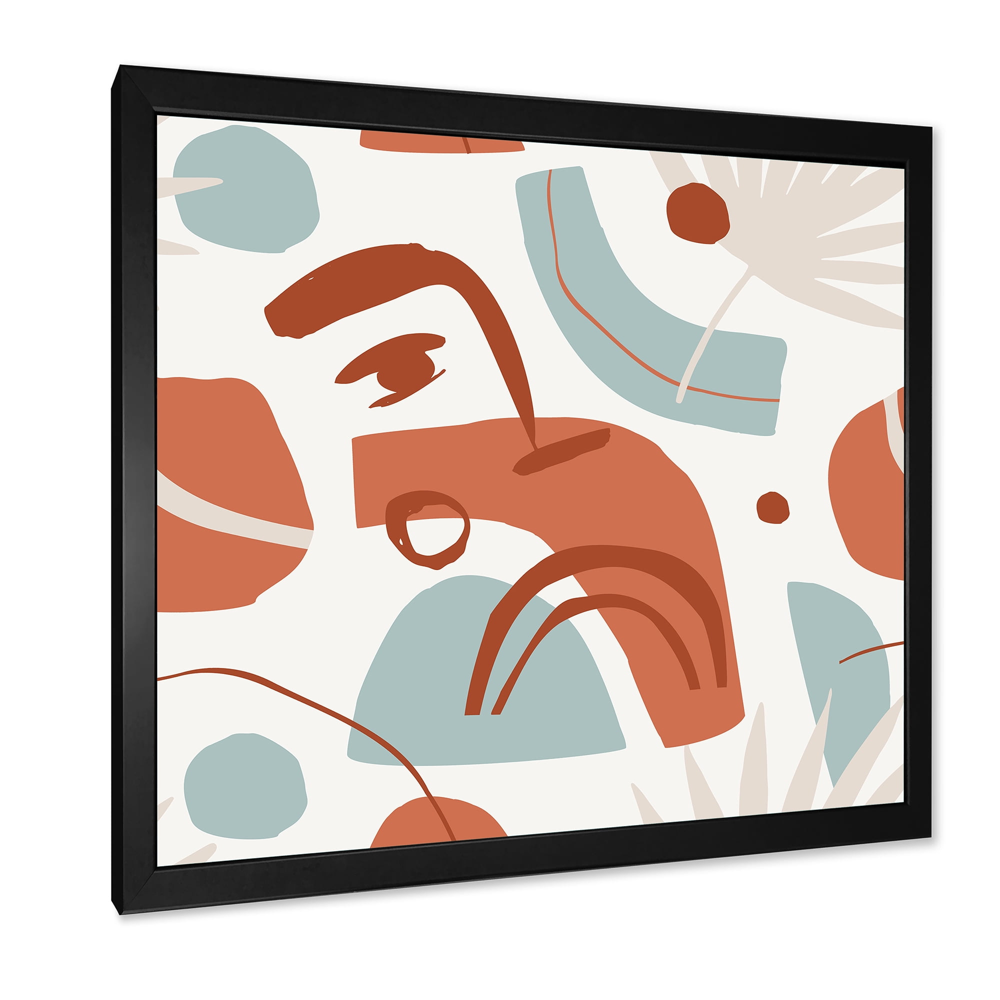 Designart 'Tropical Palm Leaves With Geometrical Shapes' Modern Framed Art Print