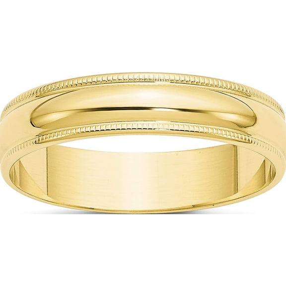 10K Yellow Gold 10Ky 5mm Ltw Milgrain Half Round Band Size 4 Made In United States 1ml050-4