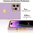 thumbnail image 5 of Compatible with iPhone 14 Pro Case  Cute Plating Gold Luxury Love Heart Phone Case for Women Girls Shockproof Raised Full Camera Lens Protection Cover for iPhone 14 Pro 6.1 inch,Purple, 5 of 14