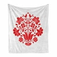 thumbnail image 1 of Hungary Soft Flannel Fleece Throw Blanket, Kalocsa Pattern Boho with Carnation Cornflower and Birds Hearts Blooms Print, Cozy Plush for Indoor and Outdoor Use, 70" x 90", Red White, by Ambesonne, 1 of 6