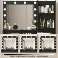 thumbnail image 5 of Jopath Vanity Desk with Mirror & Light,Large Makeup Vanity Table Dressing Table,3 Lighting Modes Adjustable Brightness for Bedroom,Black, 5 of 6