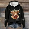thumbnail image 3 of Christmas Highland Cow Hoodies for Women 2025 Long Sleeve Western Country Hooded Sweatshirt Pullover Tops, 3 of 4