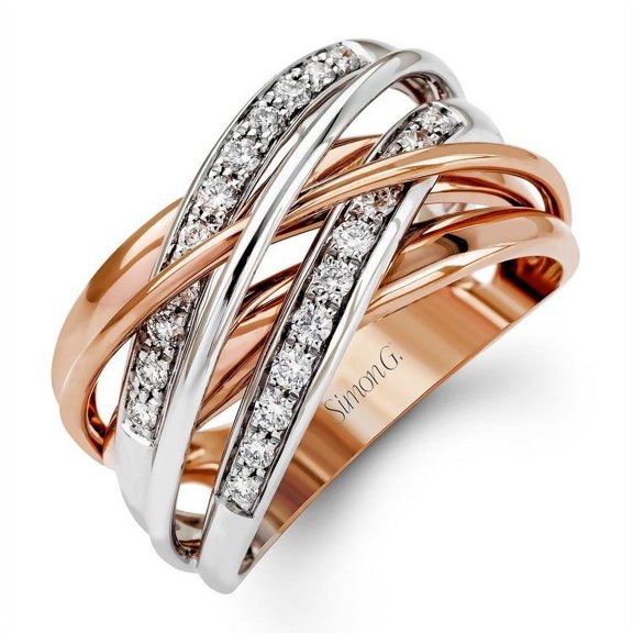 Women's Rose Gold Double Color Cross Surround Ring