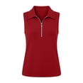 thumbnail image 4 of Tennis Tops for Women Women Half Zip Ribbed Sleeveless Tank Tops Dressy Casual Sporty Daily Vests Blouse Red M, 4 of 6