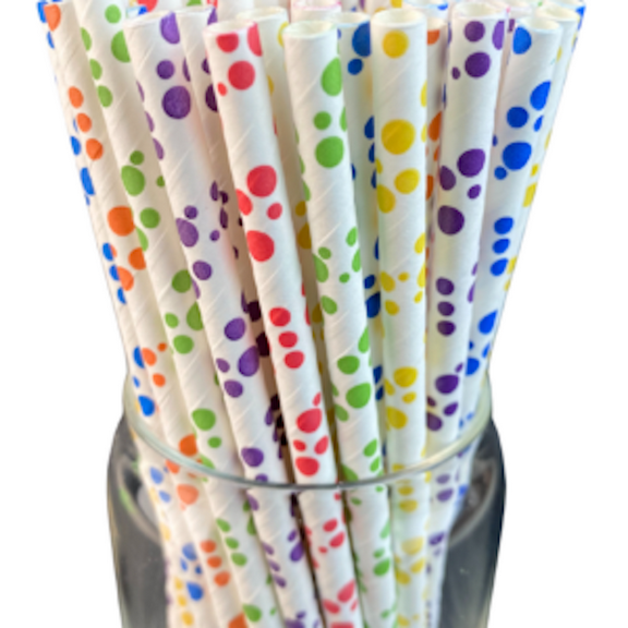 Roc Paper Straws Rainbow Polka Dot Paper Straws