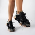 thumbnail image 5 of Pandaie Womens Lace Fashion Sneakers Rhinestone Butterfly Tassel Platform Walking Running Tennis Shoes for Casual Dressy (Black,6), 5 of 8