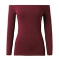 thumbnail image 6 of oqasdz Womens Sweater Off The Shoulder Long Sleeve Sweaters Basic Tops Going Out Cute Fall Winter Warm Fashion Casual Cozy Daily Wear, 6 of 6