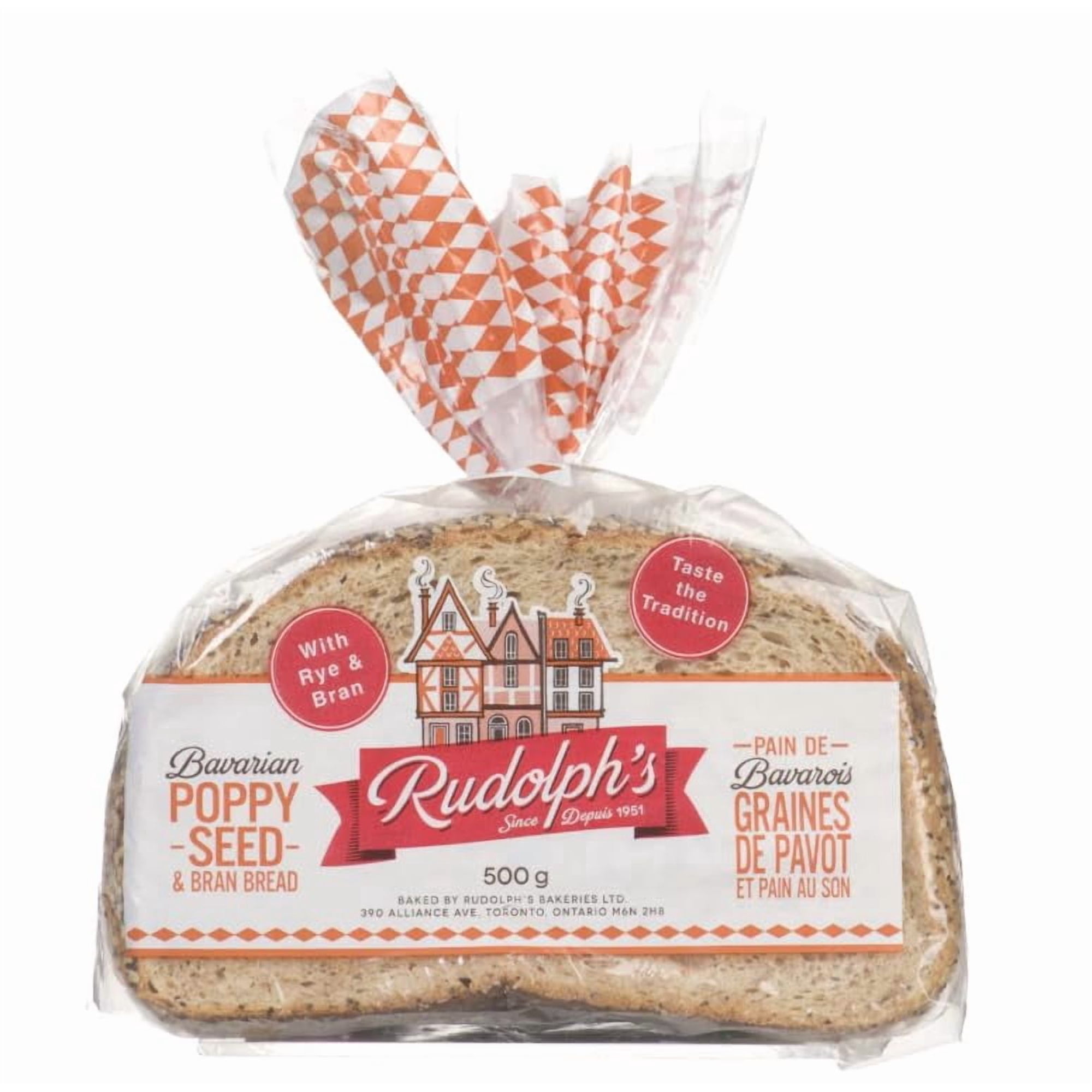 Rudolph's Bakeries Poppyseed Sourdough Bread 500g - Authentic Bavarian-Style Rye Sourdough with Poppy Seeds and Honey - Imported from Canada - Brick Oven Baked
