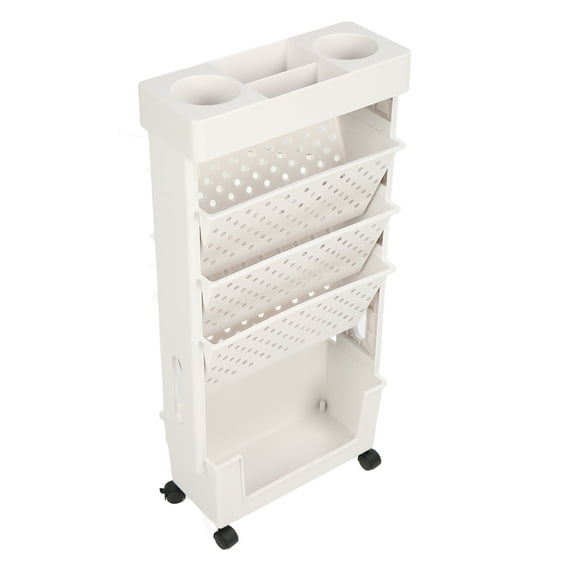 Removable Bookcase, White 5 Tier Durable Dual Access Mobile Bookshelf Rotatable For Study Rooms For Classrooms