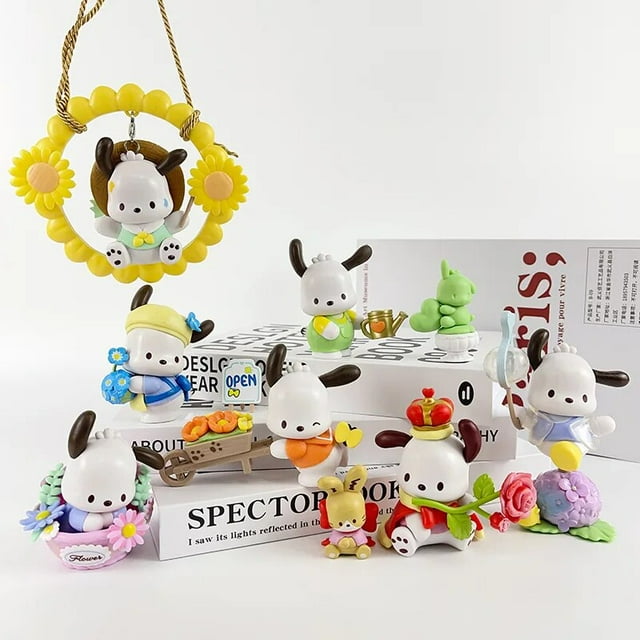 Sanrio Pochacco modelo muñeca Pochacco figuras de acción de Anime serie de flores y jóvenes juguetes de muñecas Esports Room adornos de escritorio regalos