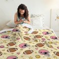 thumbnail image 3 of Football Helmet Beige Pattern Soft Sherpa Fleece Throw Blanket, Warm Cozy Plush Blanket for Sofa Bed Couch, All Season, 60"x80", 3 of 5