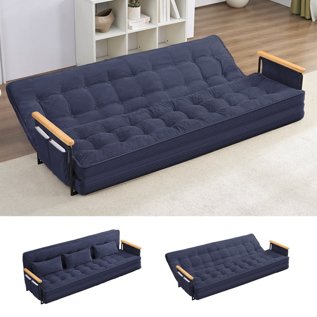 Puremind Canapé-Lit de Sol 86,6 Po L, Fauteuil Convertible avec Dossier Réglable à 6 Positions, Futon pour la Maison/appartement, Bleu