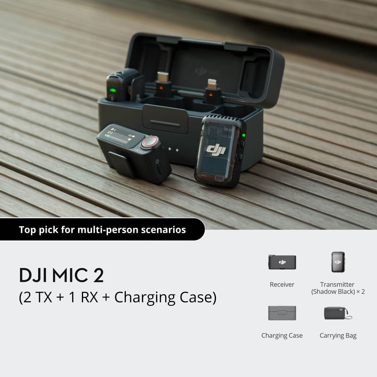 DJI Microphone CP.RN.00000325.02 DJI Mic 2 2 TX + 1 RX + Charging