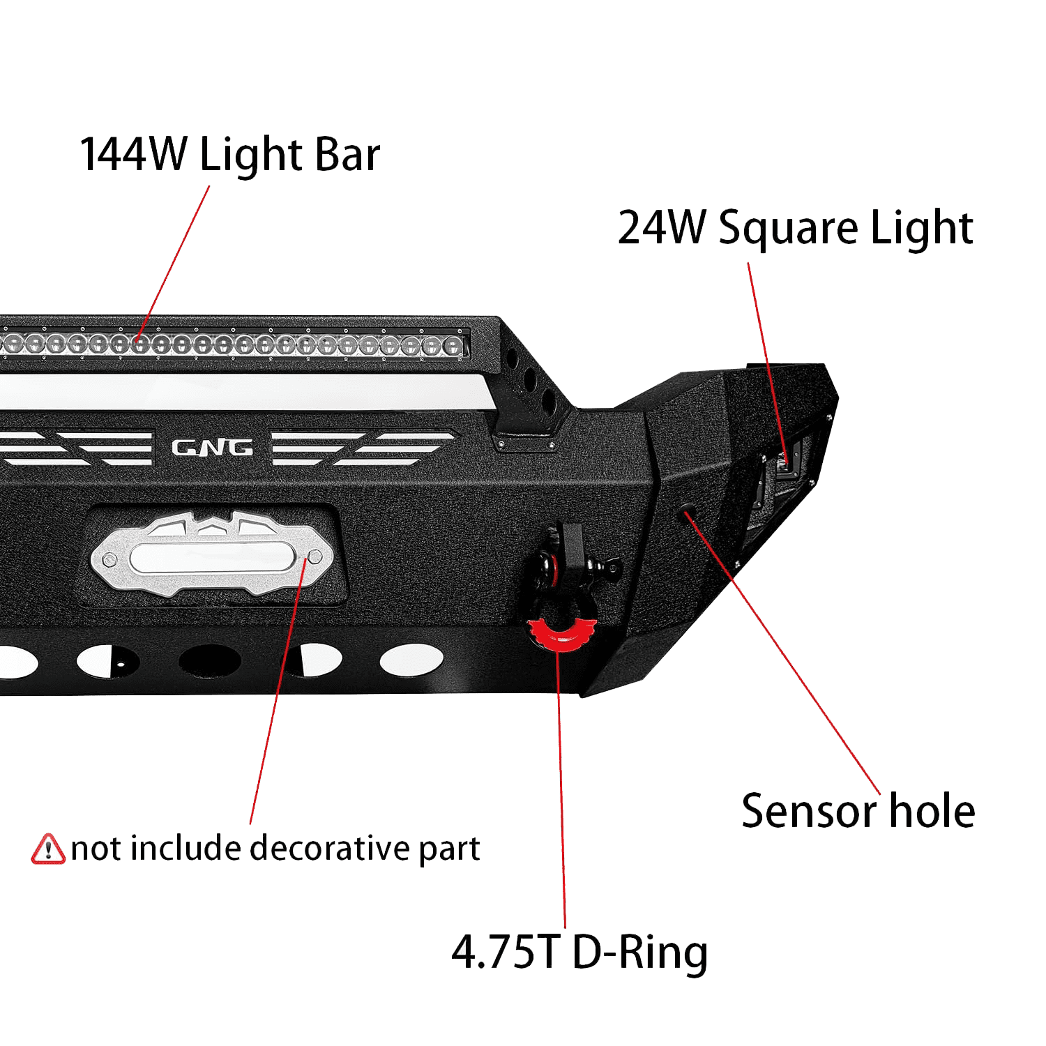 TIOYAR Compatible with 2019-2020-2021-2022-2023-2024 Dodge RAM 2500/3500 Front Bumper Textured Black Steel With Winch Plate&Lights&D-Rings
