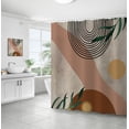 thumbnail image 1 of Cortina de ducha con para decoración de baño, acuarela, botánica, naturaleza, arte, tela impresa, poliéster, impermeable, 1 of 4