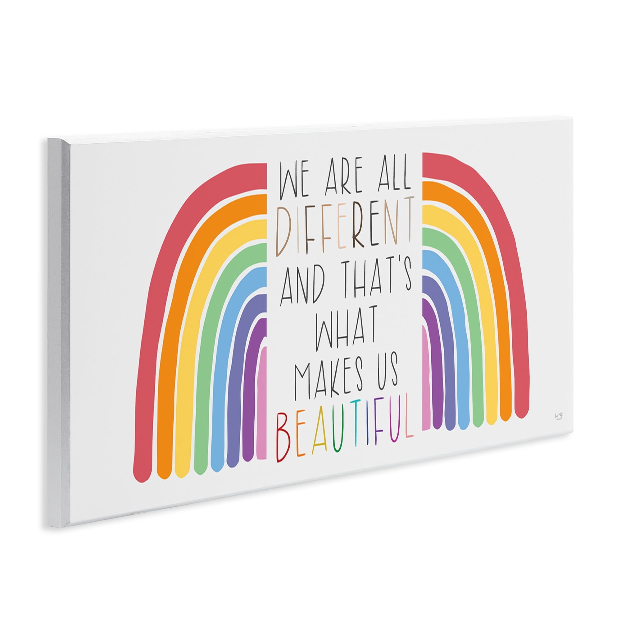 Stupell Industries Bold Rainbow Different Is Beautiful Inspirational Quote , 17 x 7, Design by Lux + Me Designs