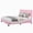 Pink velvet, variant on Versatile Upholstered Bed Frame Adjustable Fabric Headboard, Heavy Duty Platform Strong Wooden Slats No Box Spring Noise Free