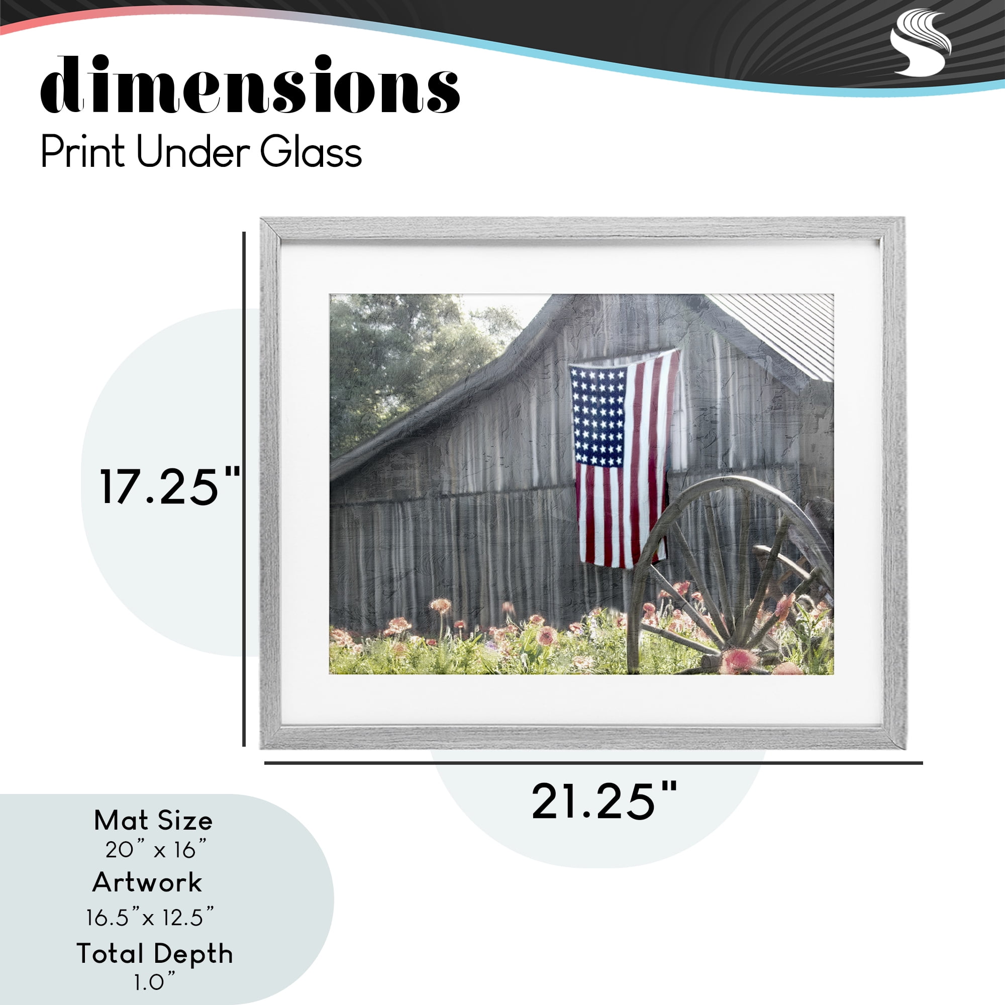 Stupell Industries USA Wagon Wheel Barn Gray Framed Print Under Glass, design by Kim Allen