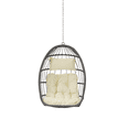 thumbnail image 6 of Hanging Egg Chair Without Stand,Rattan Wicker Swing Egg Chair with Resistant Cushion,Outdoor Swing Chair for Balcony Garden Bedroom,Khaki+Yellow, 6 of 12