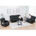 thumbnail image 2 of COMHOMA Recline Chair Set，Furniture 3PC Bonded Leather Recliner Set Living Room Set, Sofa, Recline Chair with massger(Black,Living Room Set 3+2+1), 2 of 9