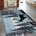 thumbnail image 4 of 3x5 Washable Area Rug, Black Elk Non-Slip Rectangle Rug for Living Room Bedroom, Navy White Wood Grain Forest Mountain Animal Indoor Low Pile Floor Mat for Home Decor, 4 of 9