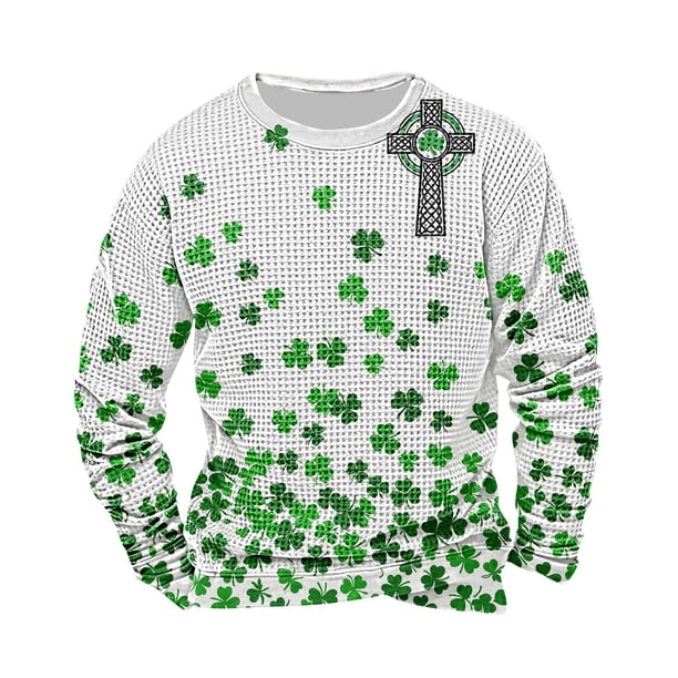 Tops para Mujeres de Moda Otoño Día de San Patricio Impreso Suelto Cuello Redondo Manga Larga Suéter