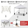 thumbnail image 6 of CROWN SHADES 10x10 Pop Up Canopy Tent with One Push Setup Easy Outdoor Sun Shade for Events, Parties, Camping White, 6 of 8