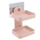 thumbnail image 1 of Soporte de jabón de doble capa para colgar en la pared del baño, estante de almacenamiento sin perforaciones (rosa), 1 of 8