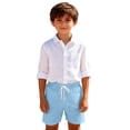 thumbnail image 5 of LIJCC Boys Summer Pocketless Shorts Solid Color Casual Loose Fit Thin Casual Shorts Quick Drying Beach Shorts(Light Blue,13-14 Years), 5 of 5