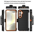 thumbnail image 4 of Ebizware for Samsung Galaxy S24 Phone Case, Case with [Built-in Screen Protector] Holster Belt Clip Military Grade Heavy Duty Shockproof Kickstand Cover for Galaxy S24 - Black/Orange, 4 of 11