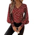thumbnail image 3 of Stichou Womens Tops 2026 Summer Spring Dressy Casual Long Tiered Flared Sleeve Blouses Chiffon Work Tunic Shirts Red XL, 3 of 5
