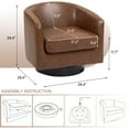 thumbnail image 6 of DREAMSIDEA PU Leather Swivel Barrel Club Chair, Modern Accent Chair Upholstered Round Armchair for Living Room, Office, Bedroom -Coffee, 6 of 6