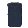 thumbnail image 4 of Women’s Denim Cropped Vests Button V-Neck Jean Vests Tops Sleeveless Jean Jacket Summer Western Waistcoat with Pockets Blue 3XL, 4 of 6