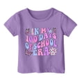 thumbnail image 4 of Chemises Filles Rentrée des Classes Imprimé Haut d'Été avec Manches Trois Quarts Hauts pour Enfants Filles, T-Shirts Violet Clair 5 Ans-6 Ans, 4 of 4