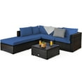 thumbnail image 5 of Patiojoy 6PCS Patio Rattan Furniture Set Outdoor Sectional Sofa Set w/Coffee Table & Ottoman Navy, 5 of 6