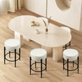 thumbnail image 4 of YYEAN Counter Height Bar Stools, Set of 2, 24" Modern Backless Bar Stools, Ideal for Kitchen Counter, Kitchen Island, Boucle Sherpa Padded Cover, with Round Soft Seat and Foot Rest, White, 4 of 7