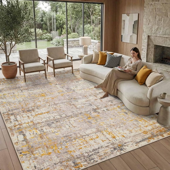 Alfombra Area Rugxara, moderna y abstracta, 8 x 10 pies, lavable, resistente a las manchas