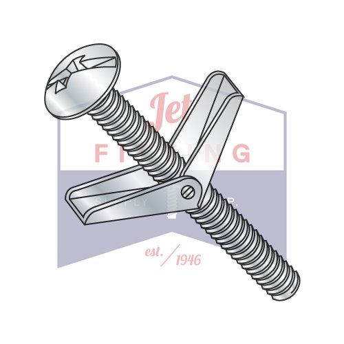 1/8" x 3" Toggle Bolts Mushroom Head Combo Drive Steel Zinc