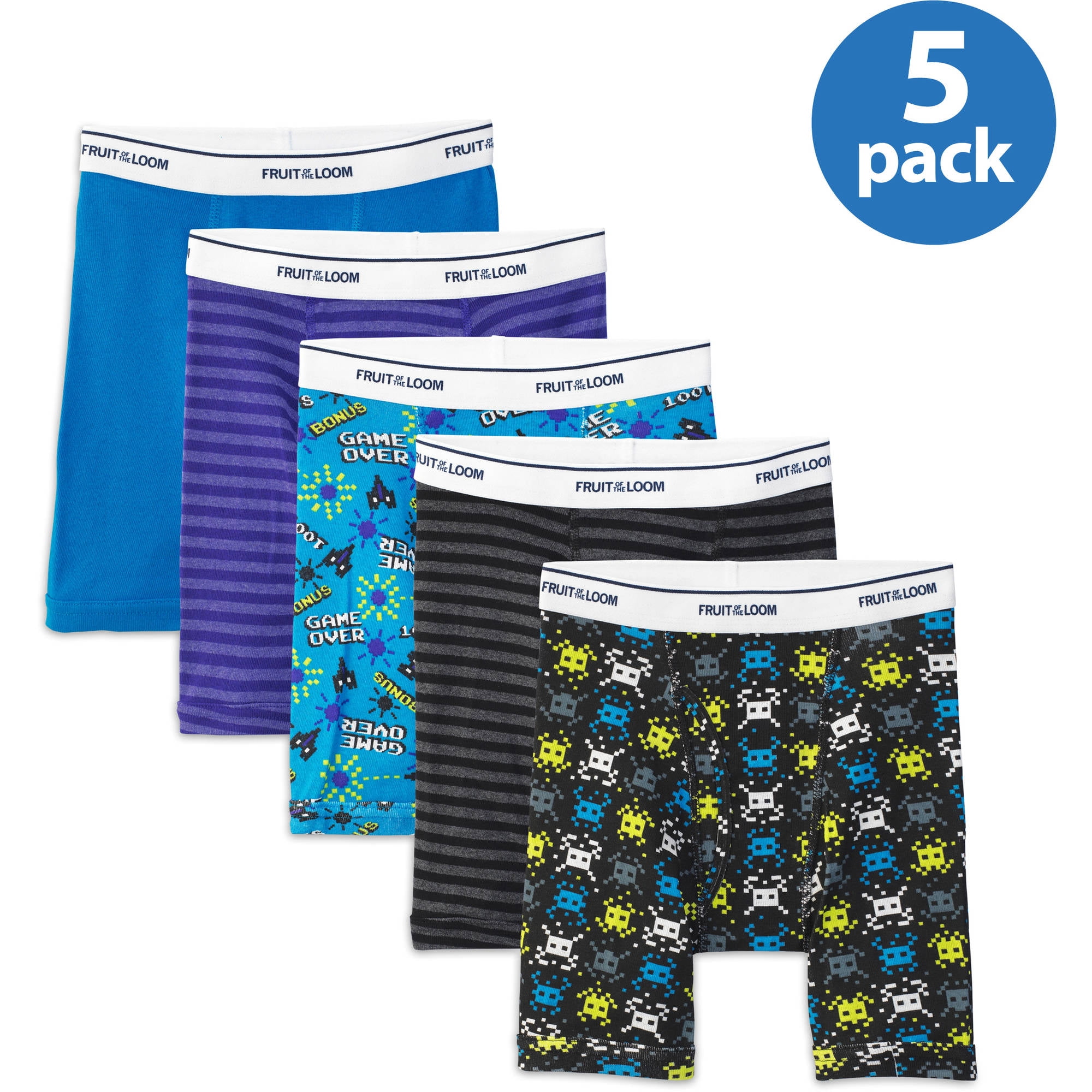 Fruit of the Loom Boys' Assorted Boxer Briefs, 5Pack