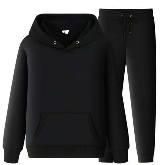 Ploknplq Hoodies for Men Essentials Hoodie Sports Suit Autumn And Winter Leisure Solid Color Hooded Sweater Pants With Tassels Sports Suit Sweatsuits for Men Sweatpants for Men Black L