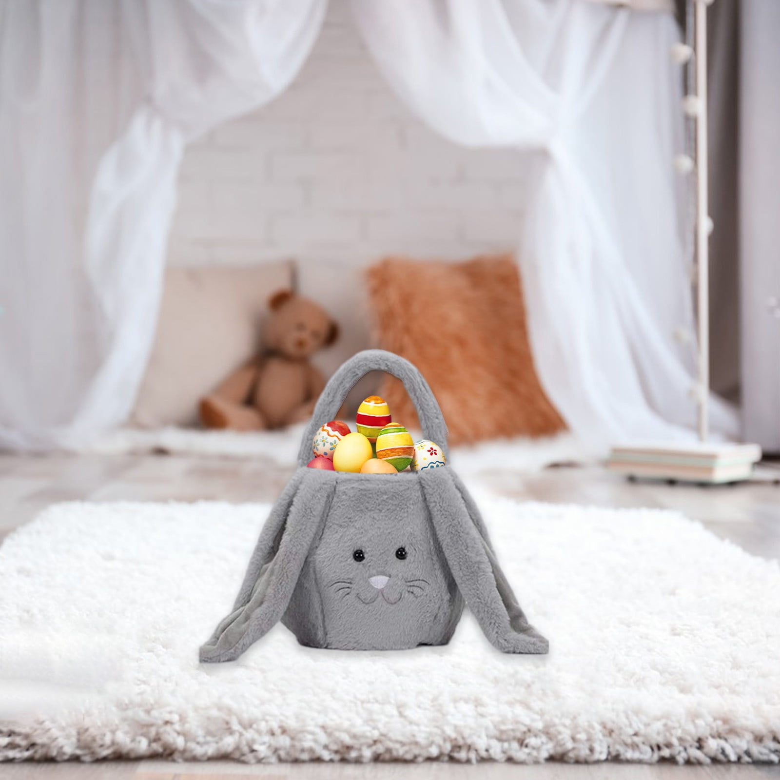 VibHome Easter Baskets Bags for Kids Gift Happy Easter Bunny Long Ears Bags Easter Basket Buckets Easter Tote Bags Children Gift Storage Handbag on Clearance!