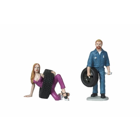 Tire Brigade Gary and Val 2 piece figurine set Purple with blue - Motorhead Miniatures 769 - 1/18 scale Figurine - Diorama Accessory