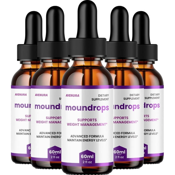 Moundrops Liquid Drops Weight Management Supplement, All Natural Formula, 5 Pack, 5 Month Supply
